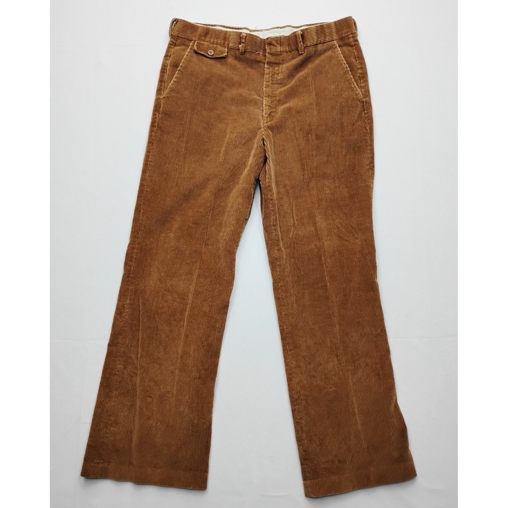 Sears Sportswear Vintage Corduroy Pants Mens Tag 36 Short Flare Boot Cut 34x29